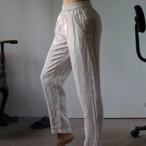 C&C California 100% Linen Striped Summer Pants, Size Medium